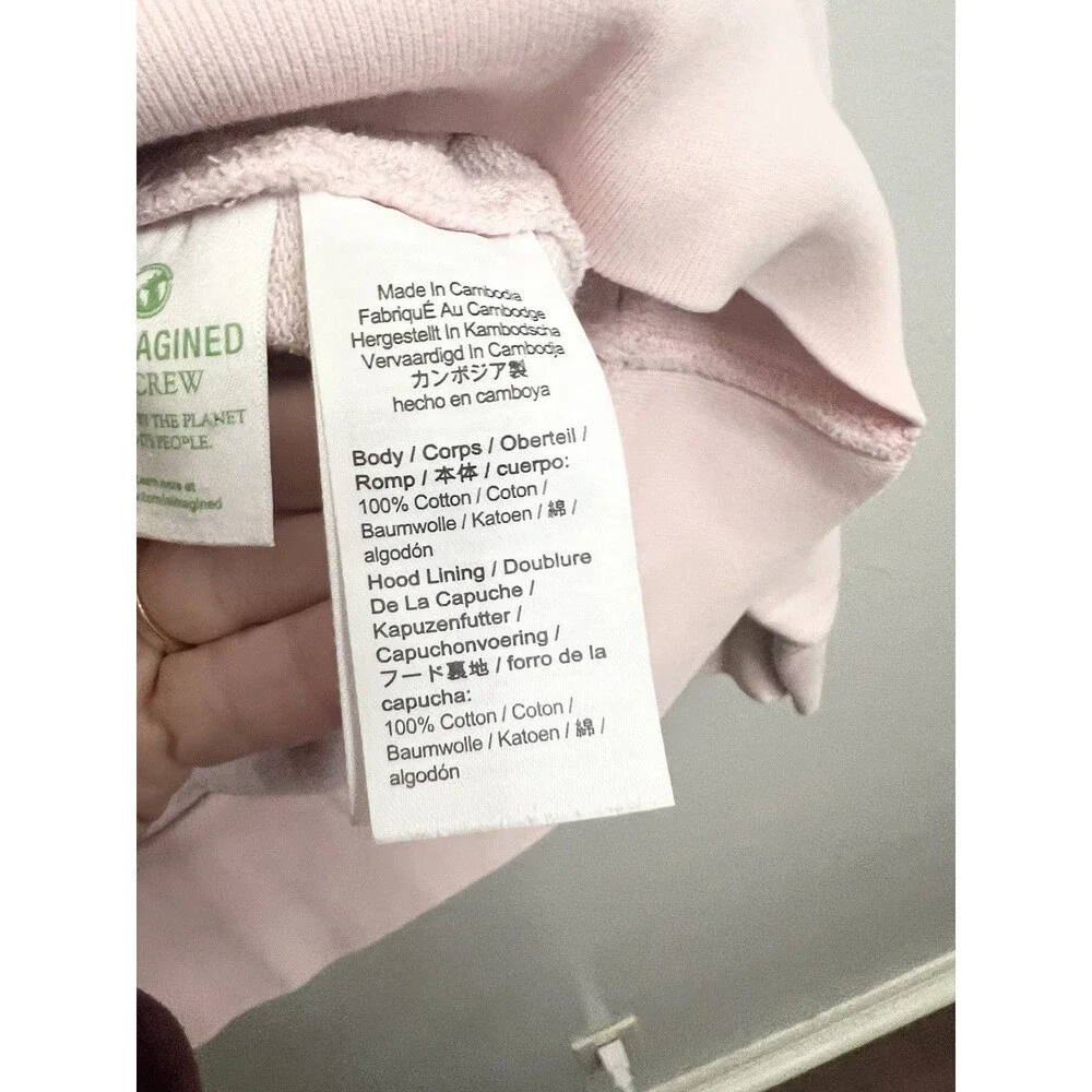 J.CREW Lightweight French Terry Hoodie BN437 Mens Size Large Cotton Candy Pink